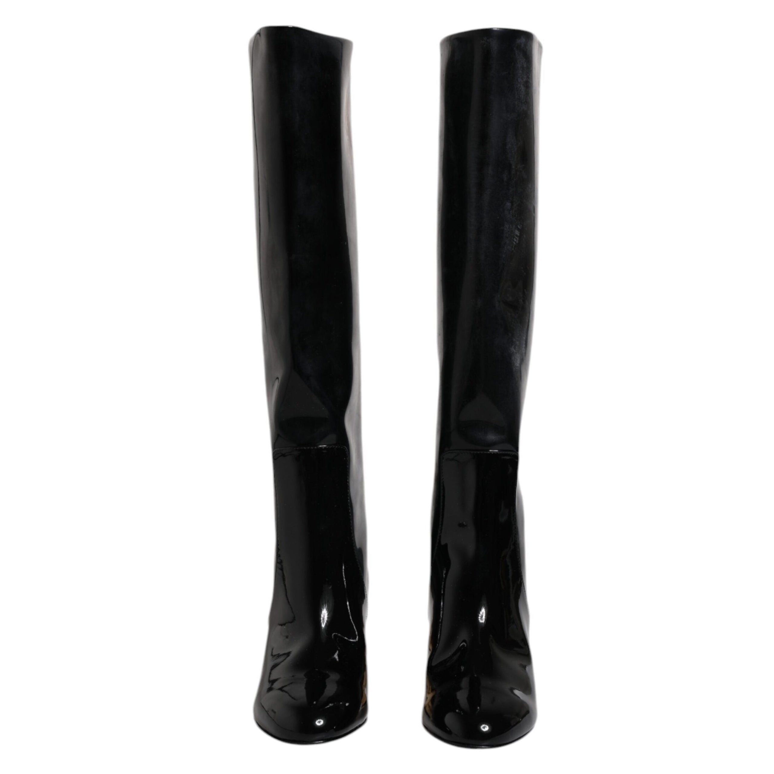 Dolce & Gabbana Black Patent Leather Vally High Boots