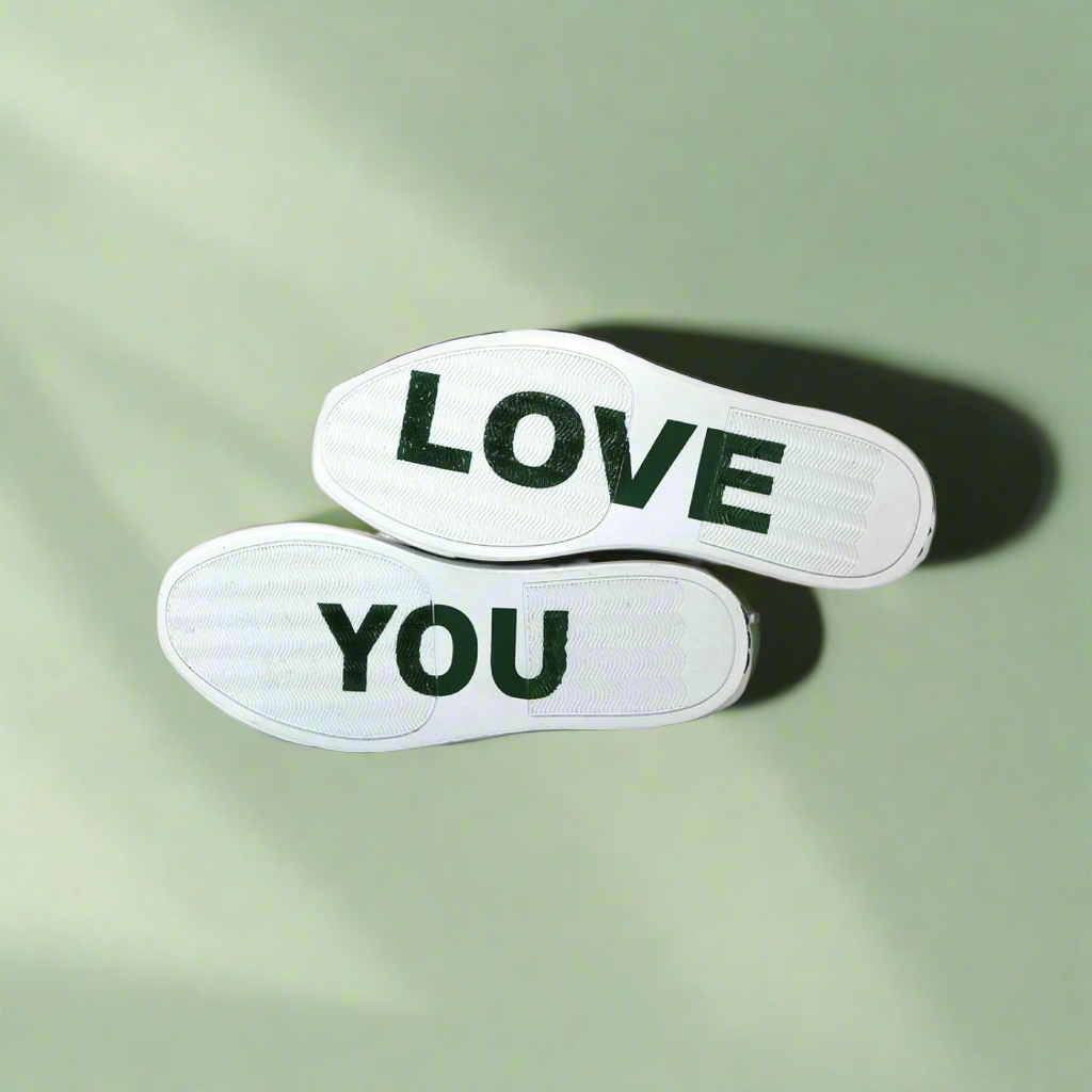 Michaela V Amare white Italian leather sneakers - top down view