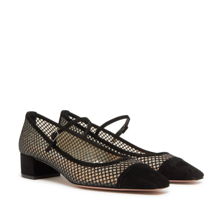Aquazzura Mayor Crystals Mesh Pumps 35