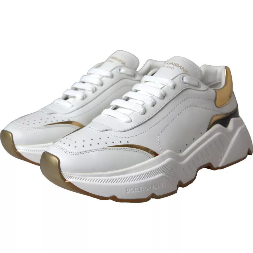 Dolce & Gabbana White Gold DAYMASTER Leather Sneakers
