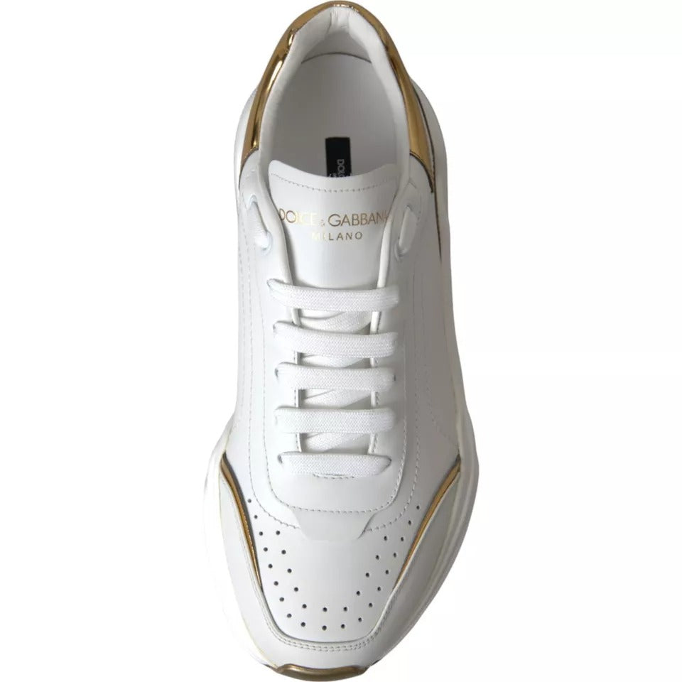 Dolce & Gabbana White Gold DAYMASTER Leather Sneakers