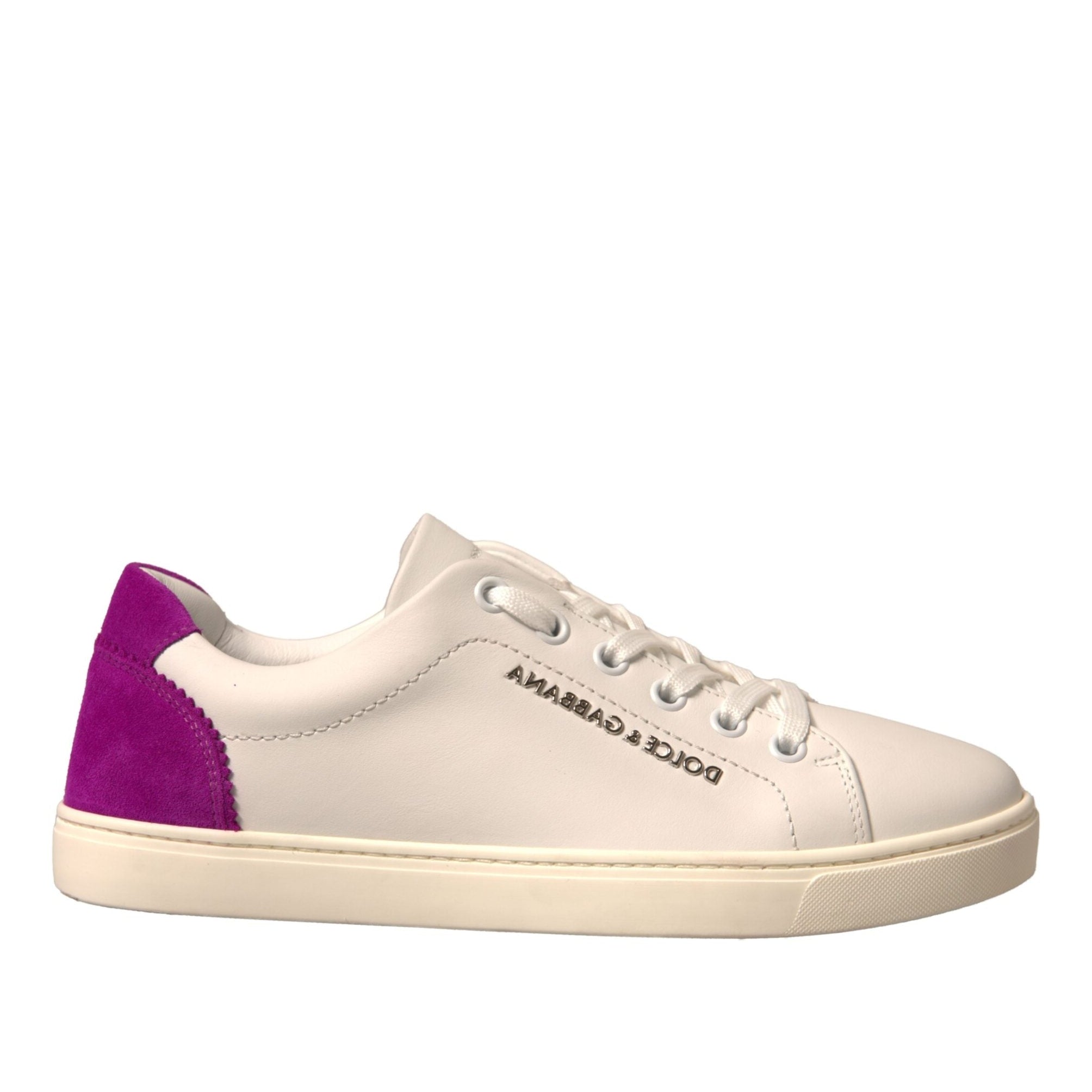 Dolce & Gabbana White Sneakers with Pink Suede Detailing