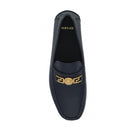 Versace Navy Blue Calf Leather Loafers