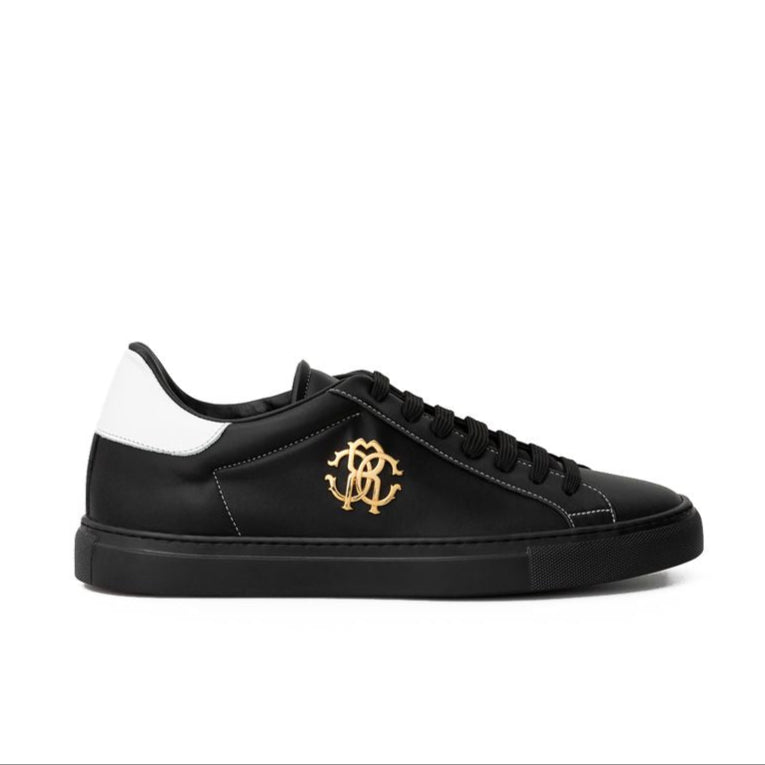 Roberto Cavalli Black Leather Sneaker