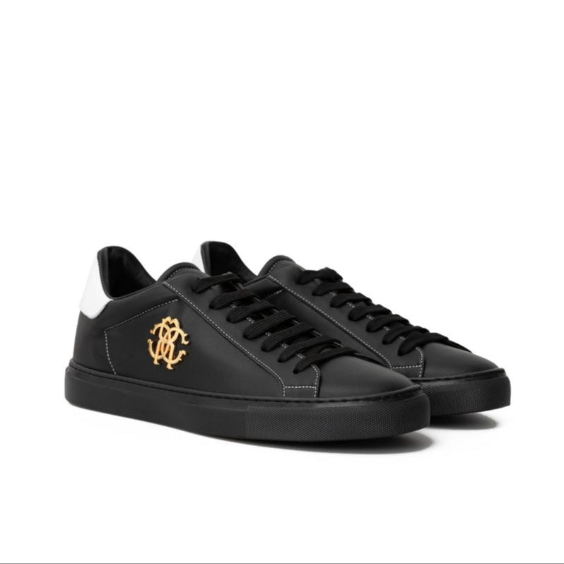 Roberto Cavalli Black Leather Sneaker