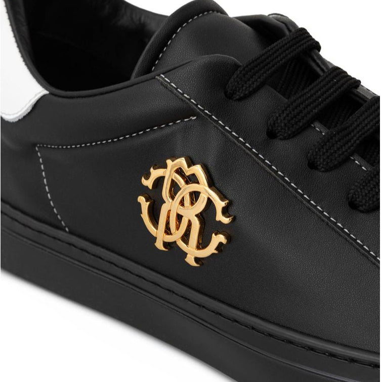 Roberto Cavalli Black Leather Sneaker