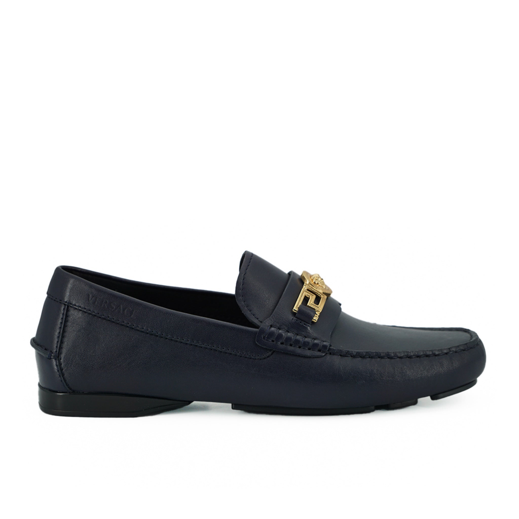 Versace Navy Blue Calf Leather Loafers