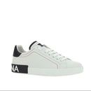 Dolce & Gabbana White Men’s Sneakers with Black Detailing & Red Stitching