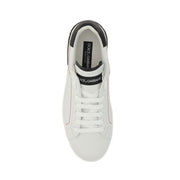 Dolce & Gabbana White Calf Leather Bos Taurus Low Top Sneakers
