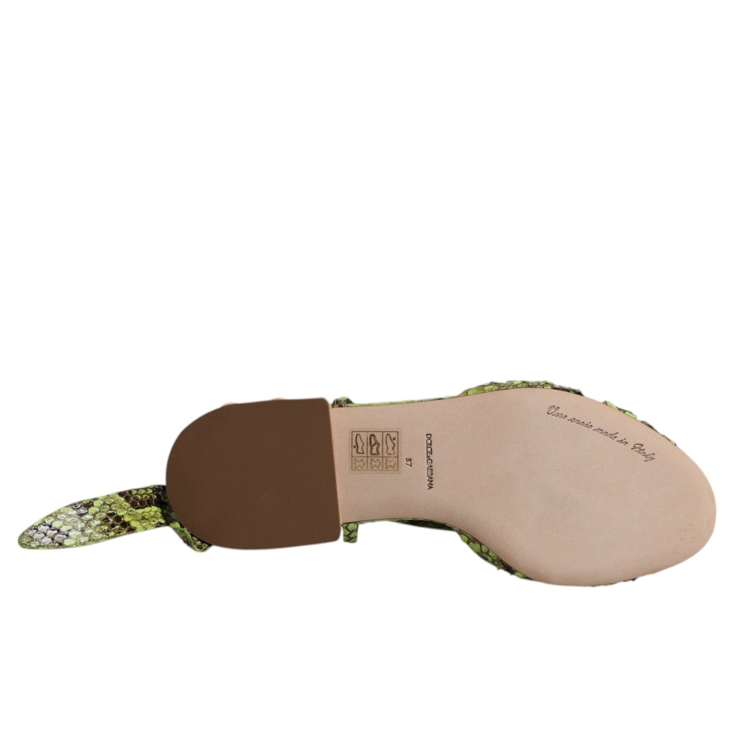 Dolce & Gabbana Green Python Leather Ankle Wrap Flat Sandals