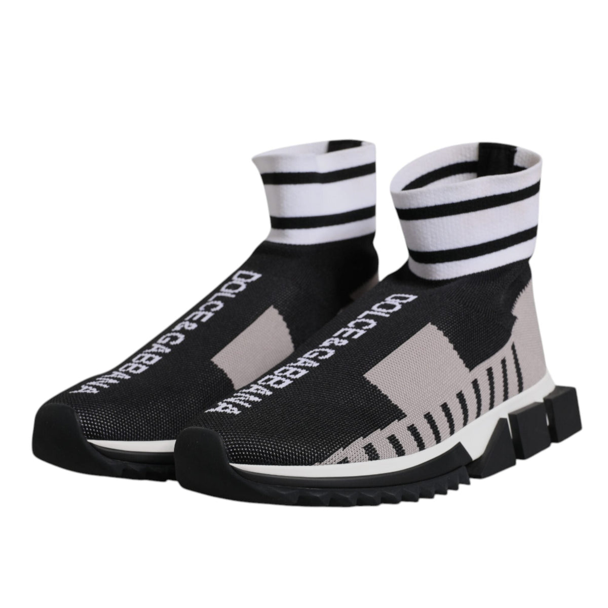 Dolce & Gabbana Black Gray Sorrento Socks Women Sneakers Shoes