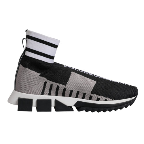 Dolce & Gabbana Black Gray Sorrento Socks Women Sneakers Shoes