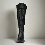 Michaela V Aspen Marta black boots - back view showing elastic side panels