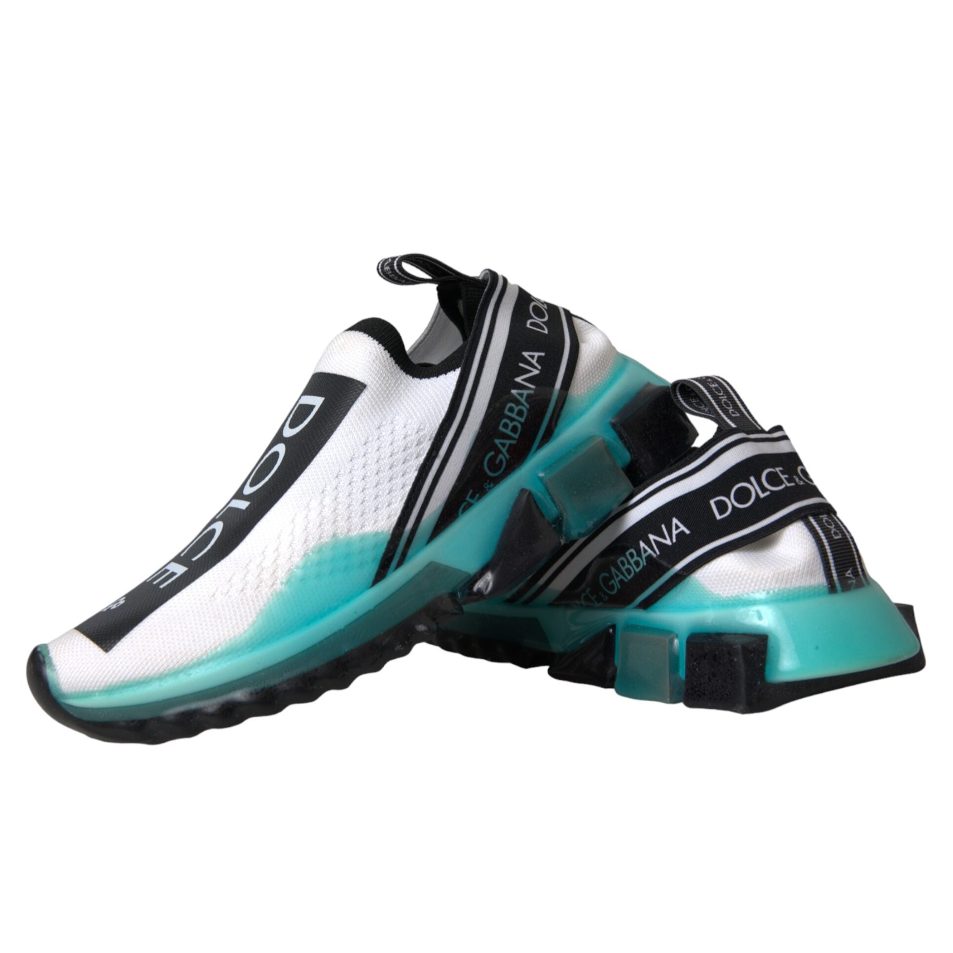 Dolce & Gabbana Black White Blue Slip On Sorrento Sneakers