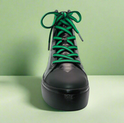 Michaela V Lucra black leather sneakers - top down view