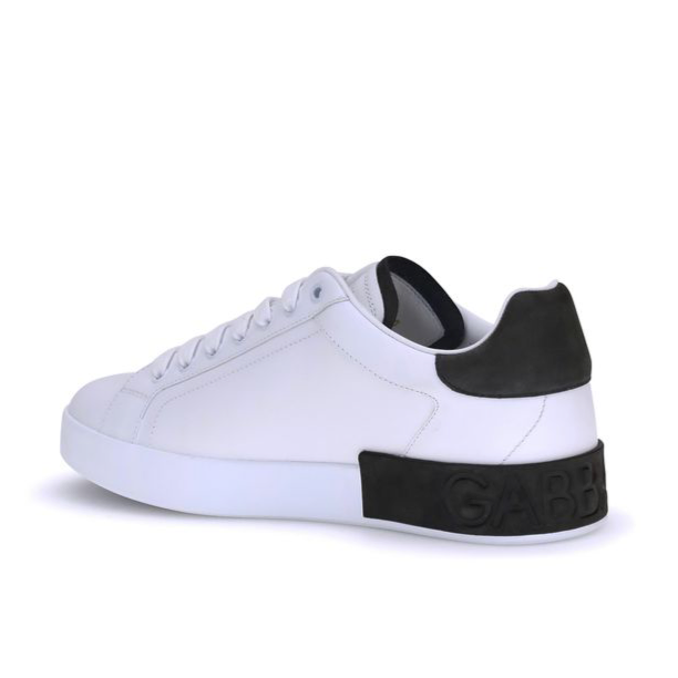 Dolce & Gabbana White Sneakers w Black Heel Detailing