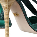 Dolce & Gabbana Green Exotic Leather Heels Sandals Shoes