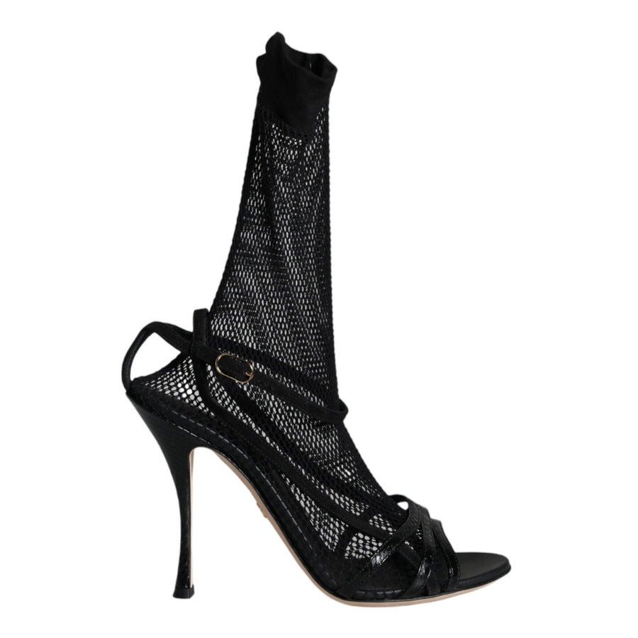 Dolce & Gabbana Black Mesh Stiletto Sandals