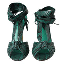 Dolce & Gabbana Green Exotic Leather Heels Sandals Shoes