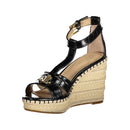 Ralph Lauren Black Croc Wedge Sandal