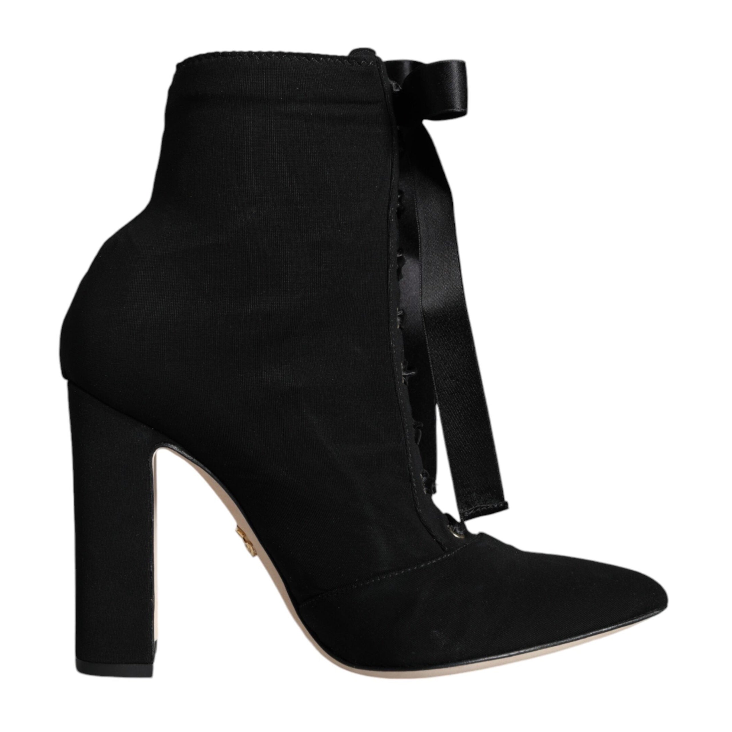 Dolce & Gabbana Black Jersey Stretch Ankle Booties Shoes