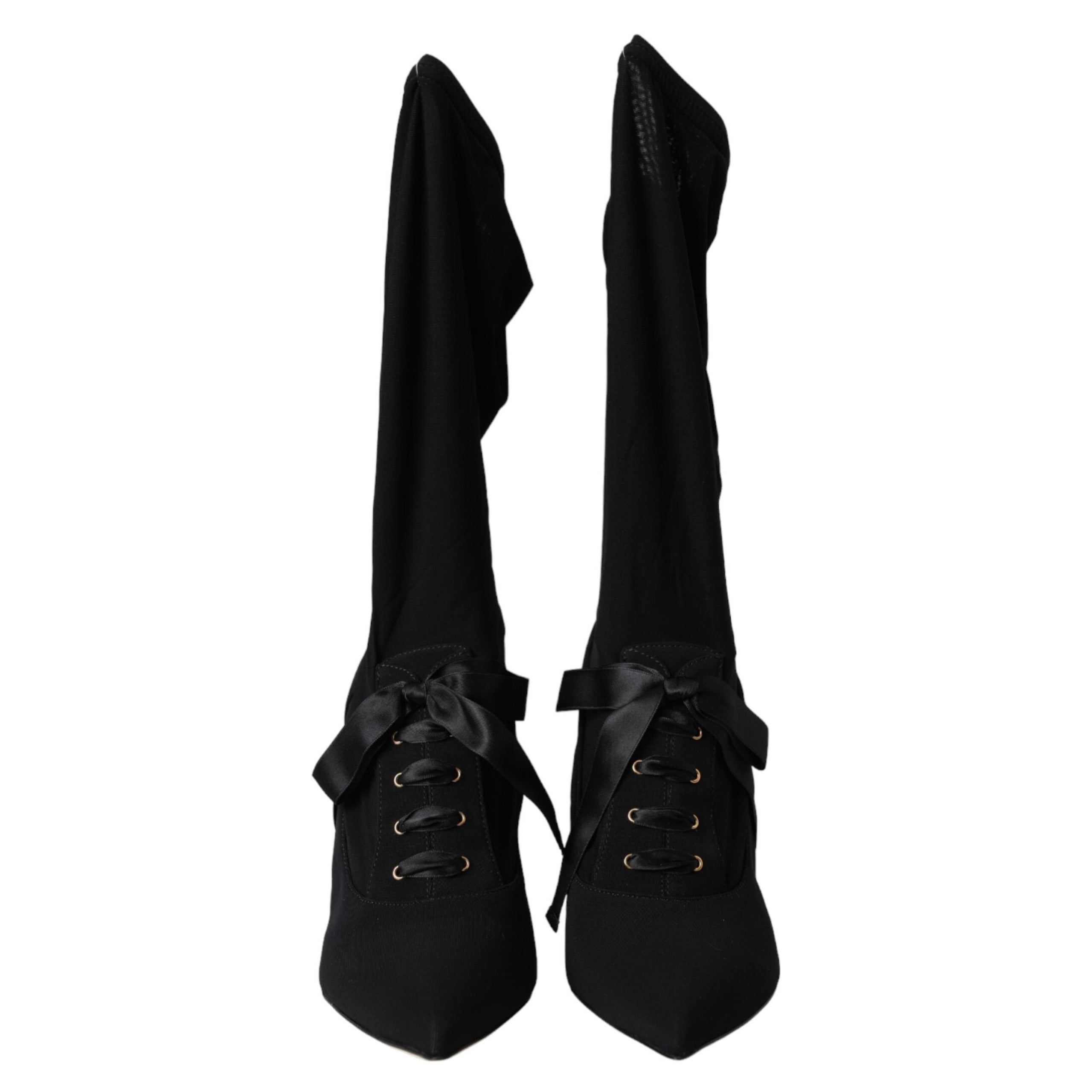 Dolce & Gabbana Black Stiletto Mid Calf Boots