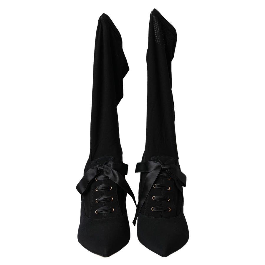 Dolce & Gabbana Black Stiletto Mid-Calf Boots