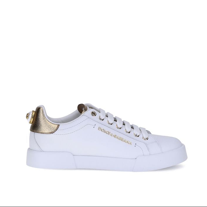 Dolce & Gabbana Pearl Sneakers w Gold Detailing