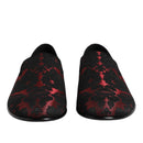 Dolce & Gabbana Red Black Jacquard Loafers