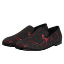 Dolce & Gabbana Red Black Jacquard Loafers