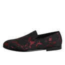 Dolce & Gabbana Red Black Jacquard Loafers