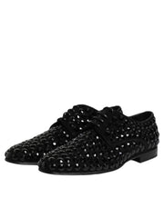 Dolce & Gabbana Black Strass Derby Shoes