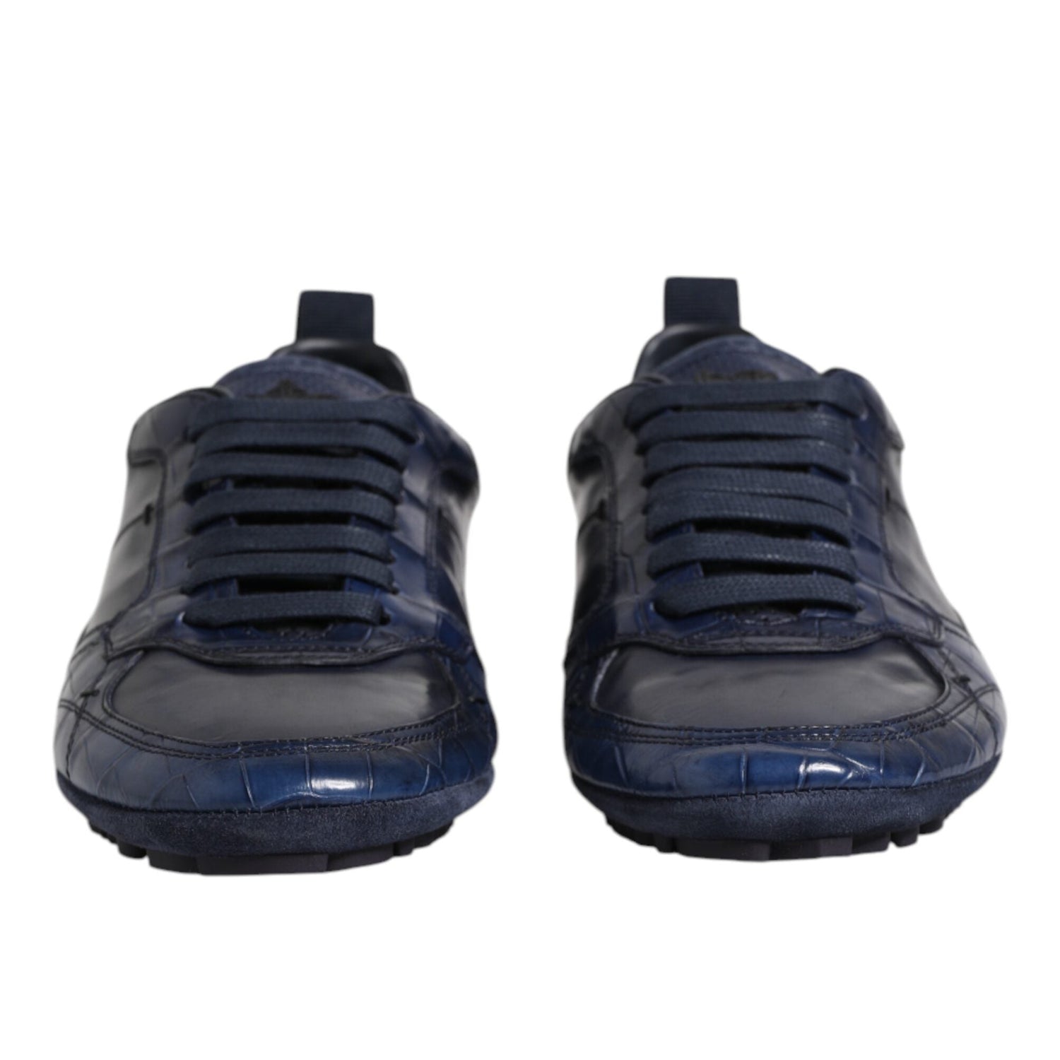Dolce & Gabbana Navy Crocodile Leather Low-Top Sneakers