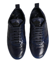 Dolce & Gabbana Navy Crocodile Leather Low-Top Sneakers