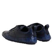 Dolce & Gabbana Navy Crocodile Leather Low-Top Sneakers