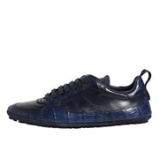 Dolce & Gabbana Navy Crocodile Leather Low-Top Sneakers
