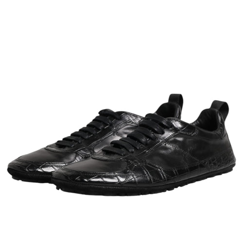 Black leather shoes on a white background