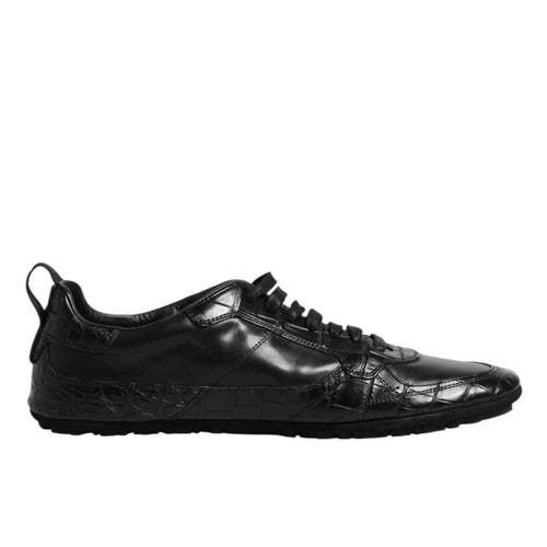 Black leather sneaker on a white background