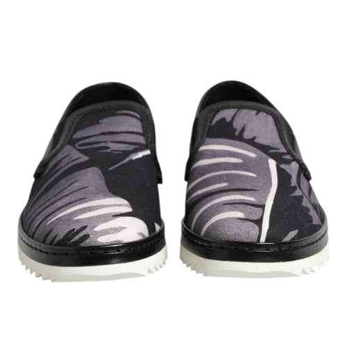 Dolce & Gabbana Black Tropical Slip On Men Sneakers Shoes