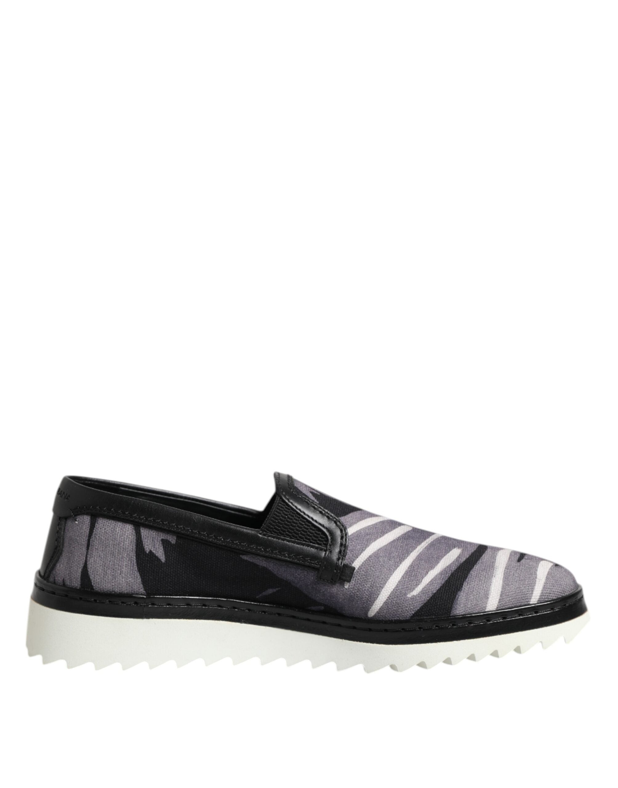 Dolce & Gabbana Black Tropical Slip On Men's Shoes