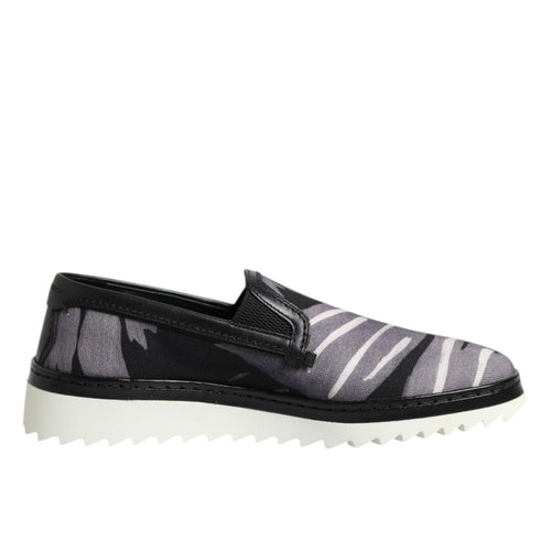 Dolce & Gabbana Black Tropical Slip On Men Sneakers Shoes