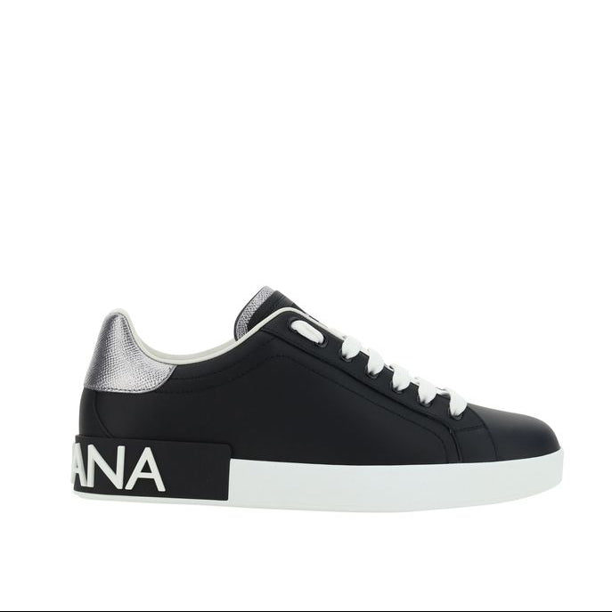Dolce & Gabbana Black Sneakers With Silver Detailing