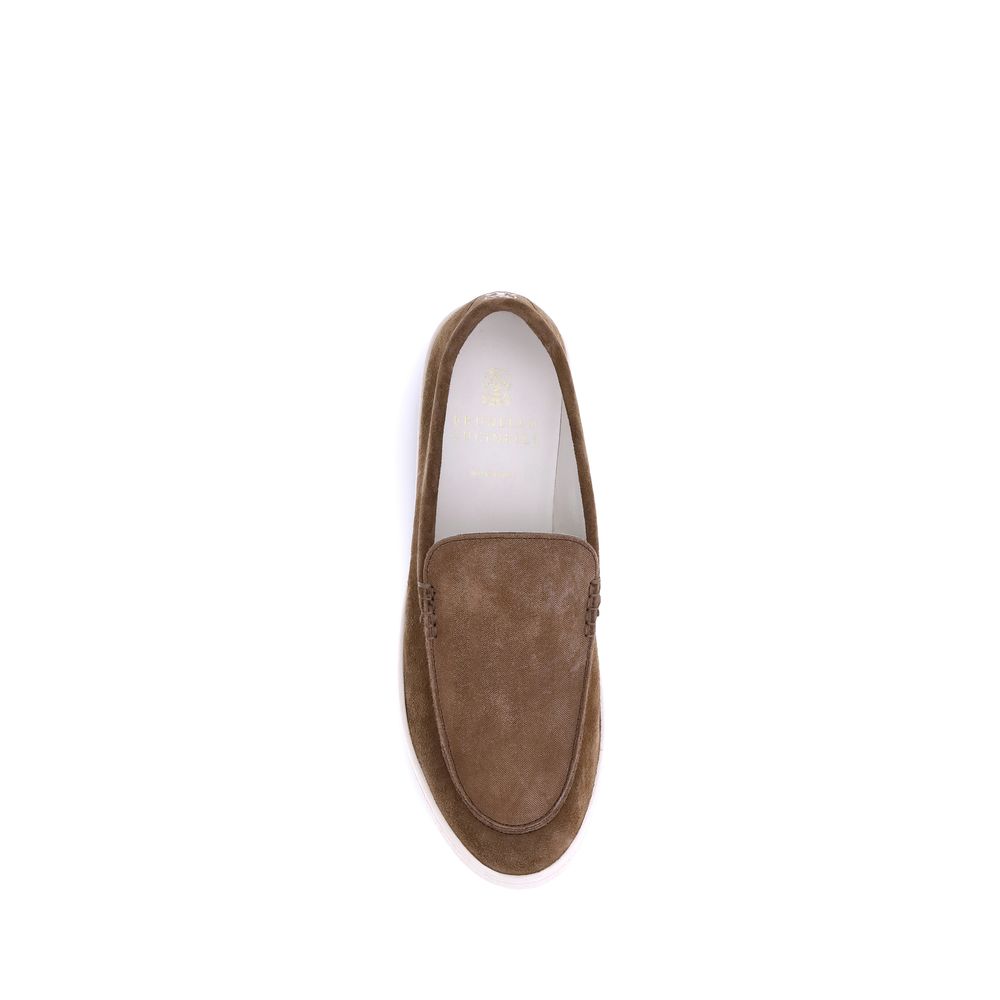 Brunello Cucinelli Brown Suede Slip-on Sneakers