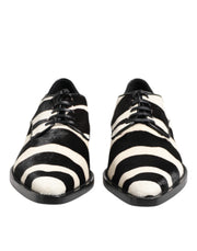 Dolce & Gabbana Black White Zebra Pony Fur Dress Shoes