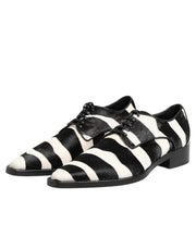 Dolce & Gabbana Black White Zebra Pony Fur Dress Shoes