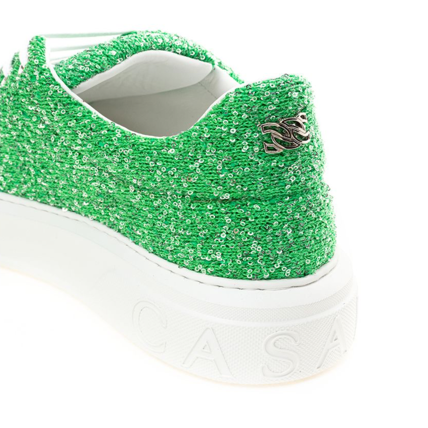 Casadei Emerald Elegance Leather Sneakers