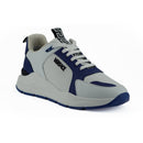 Versace Elegant Blue and White Leather Sneakers