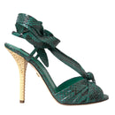 Dolce & Gabbana Green Exotic Leather Heels Sandals Shoes