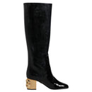 Dolce & Gabbana Black Patent Leather Vally High Boots