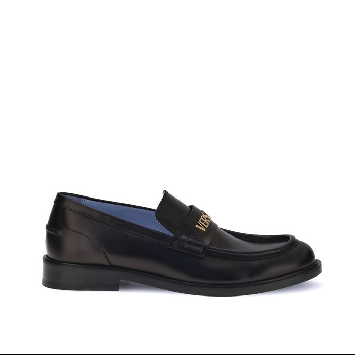 Versace Black Leather Loafers